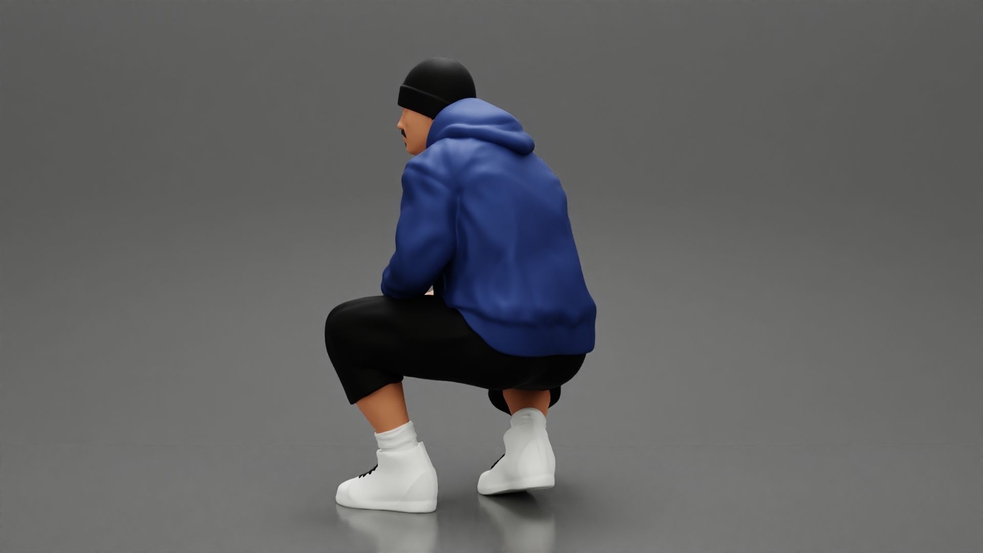 gangster homies sitting in hat and open jacket and short 3D print model_4