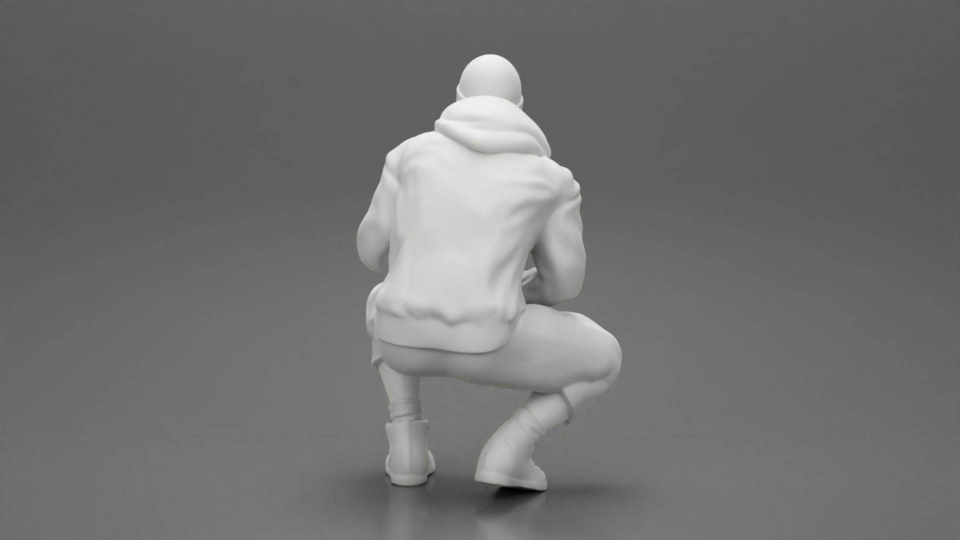 gangster homies sitting in hat and open jacket and short 3D print model_9