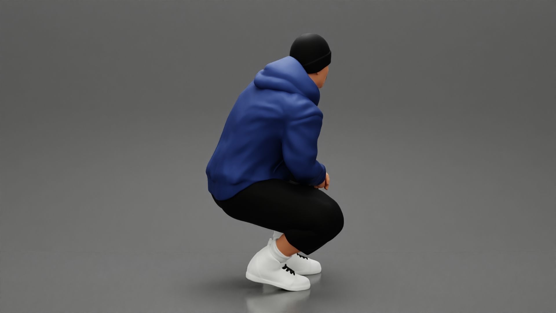 gangster homies sitting in hat and open jacket and short 3D print model_2