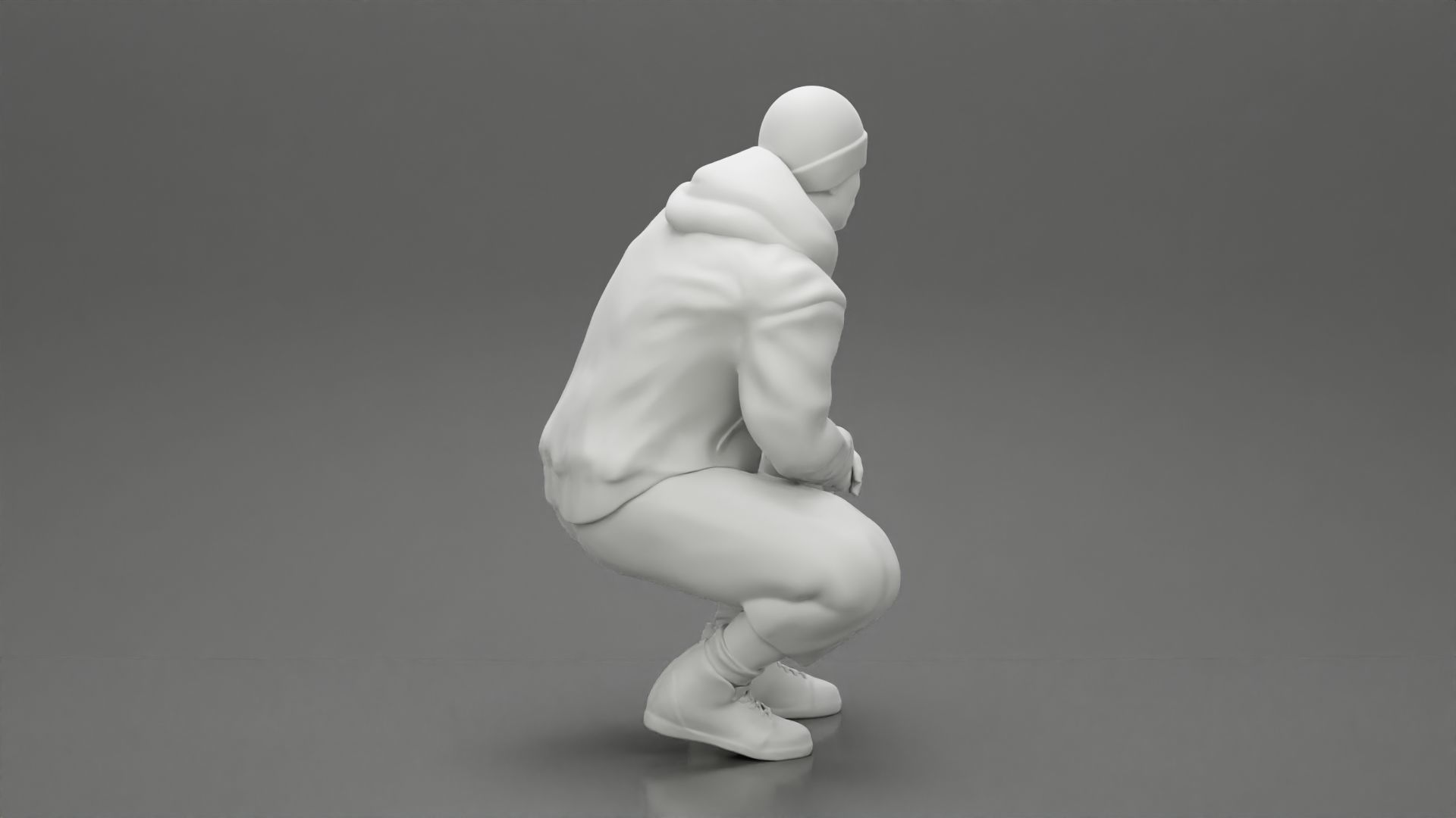 gangster homies sitting in hat and open jacket and short 3D print model_8