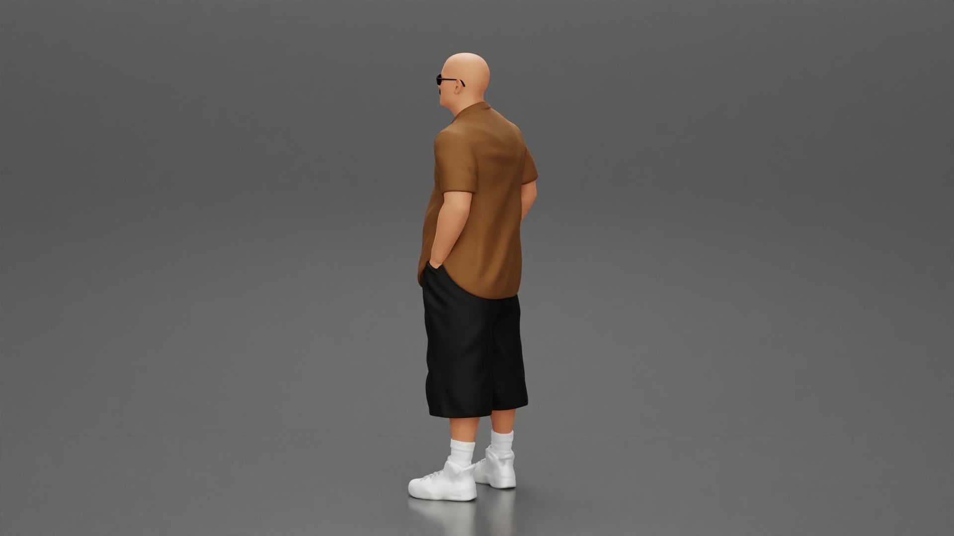 gangster homies standing in short and open shirt with sunglasses 3D print model_4