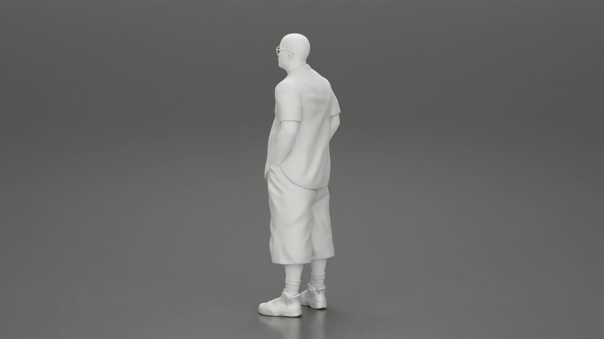 gangster homies standing in short and open shirt with sunglasses 3D print model_10