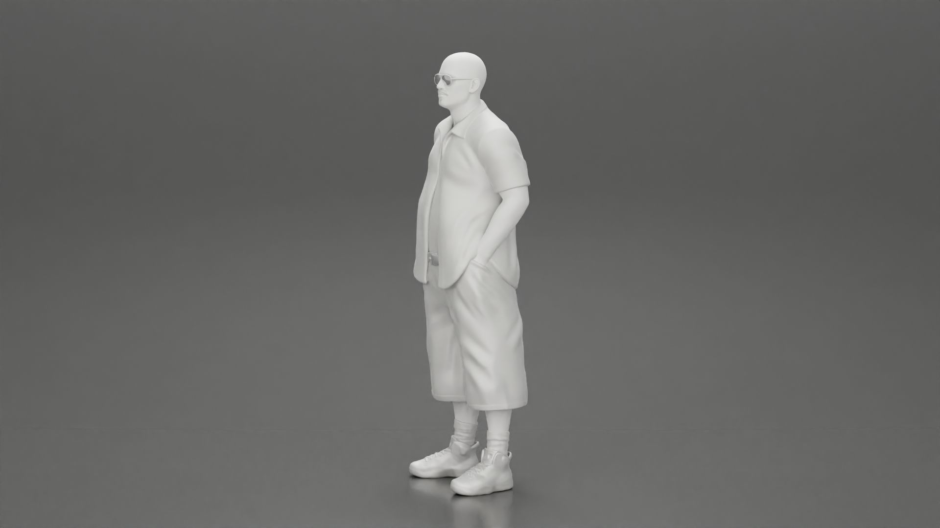 gangster homies standing in short and open shirt with sunglasses 3D print model_11