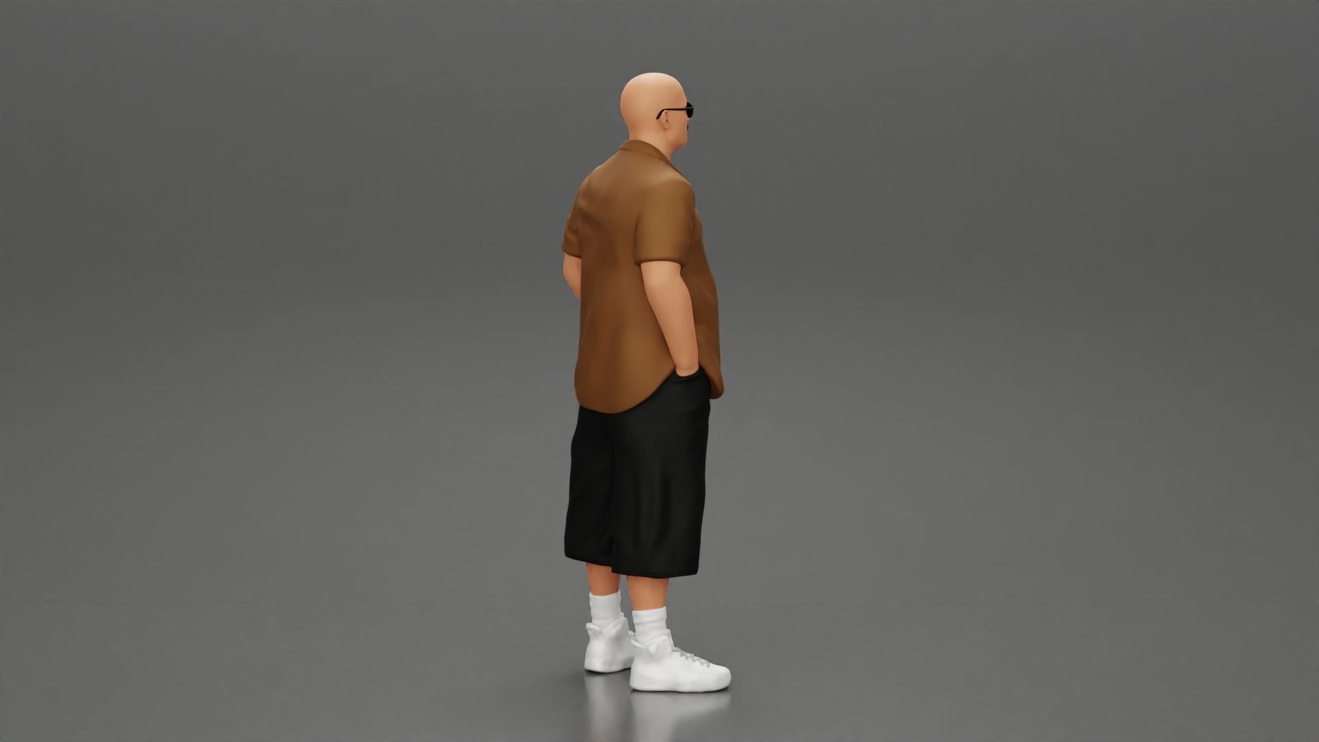 gangster homies standing in short and open shirt with sunglasses 3D print model_2