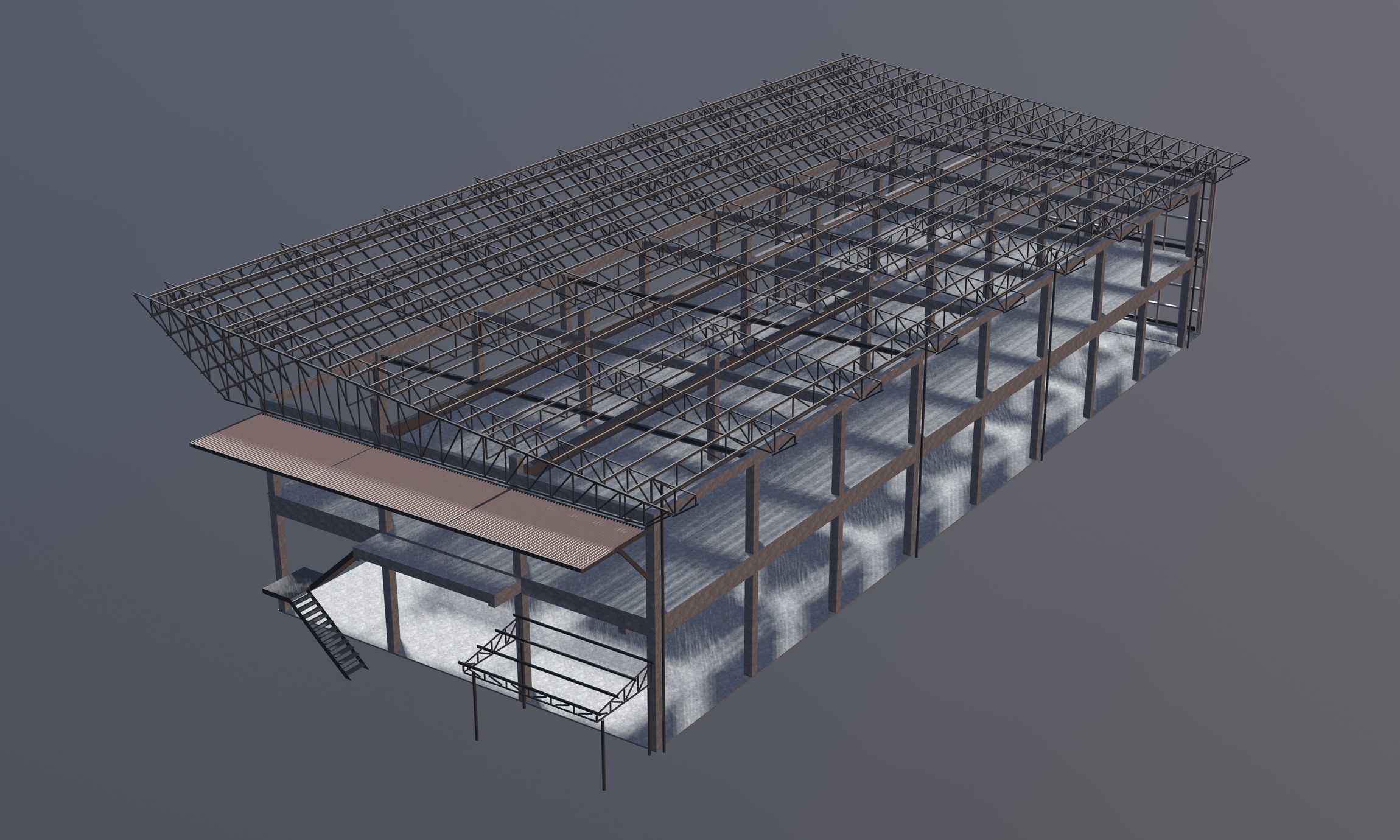 Building in structural frame 3D model_4