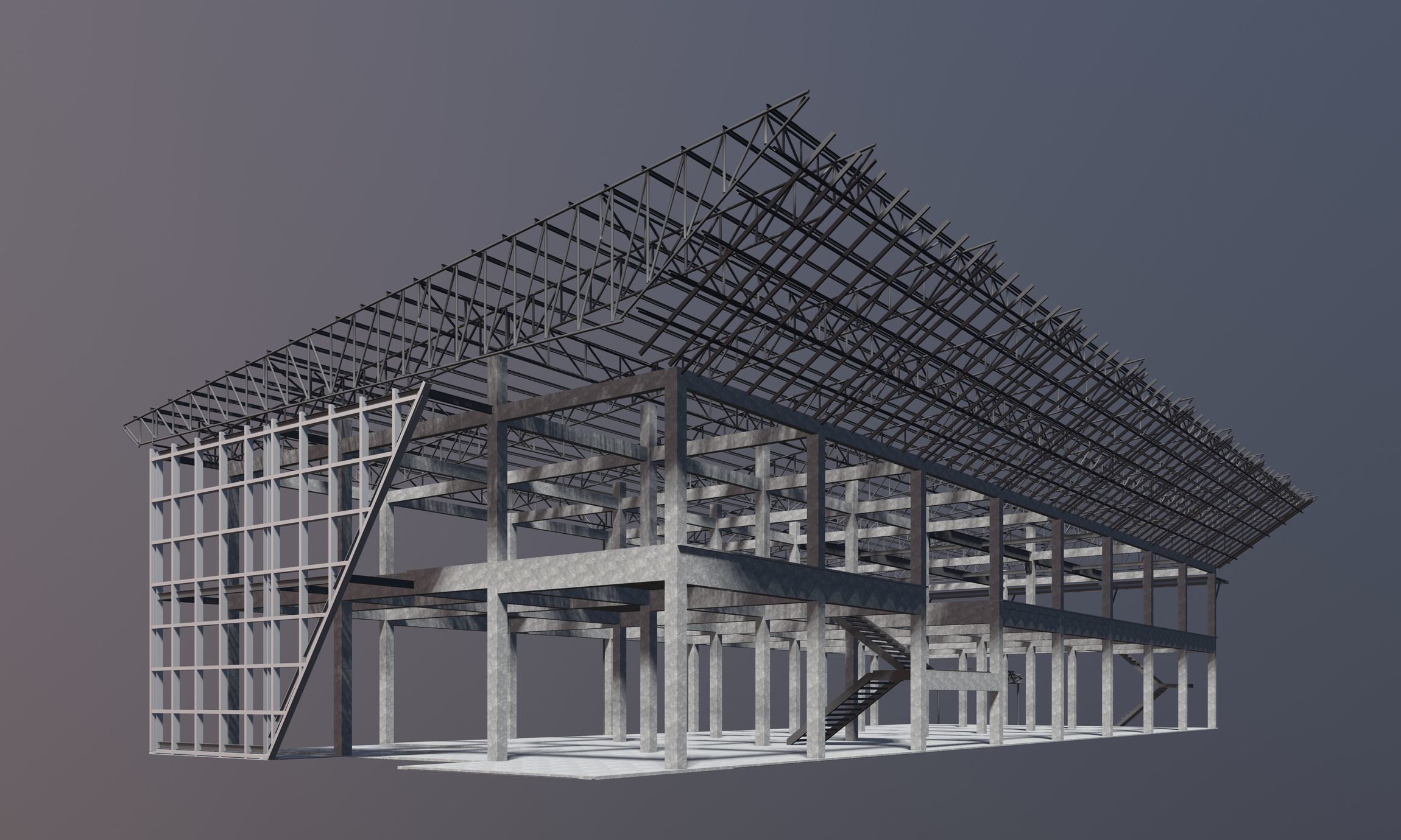 Building in structural frame 3D model_3