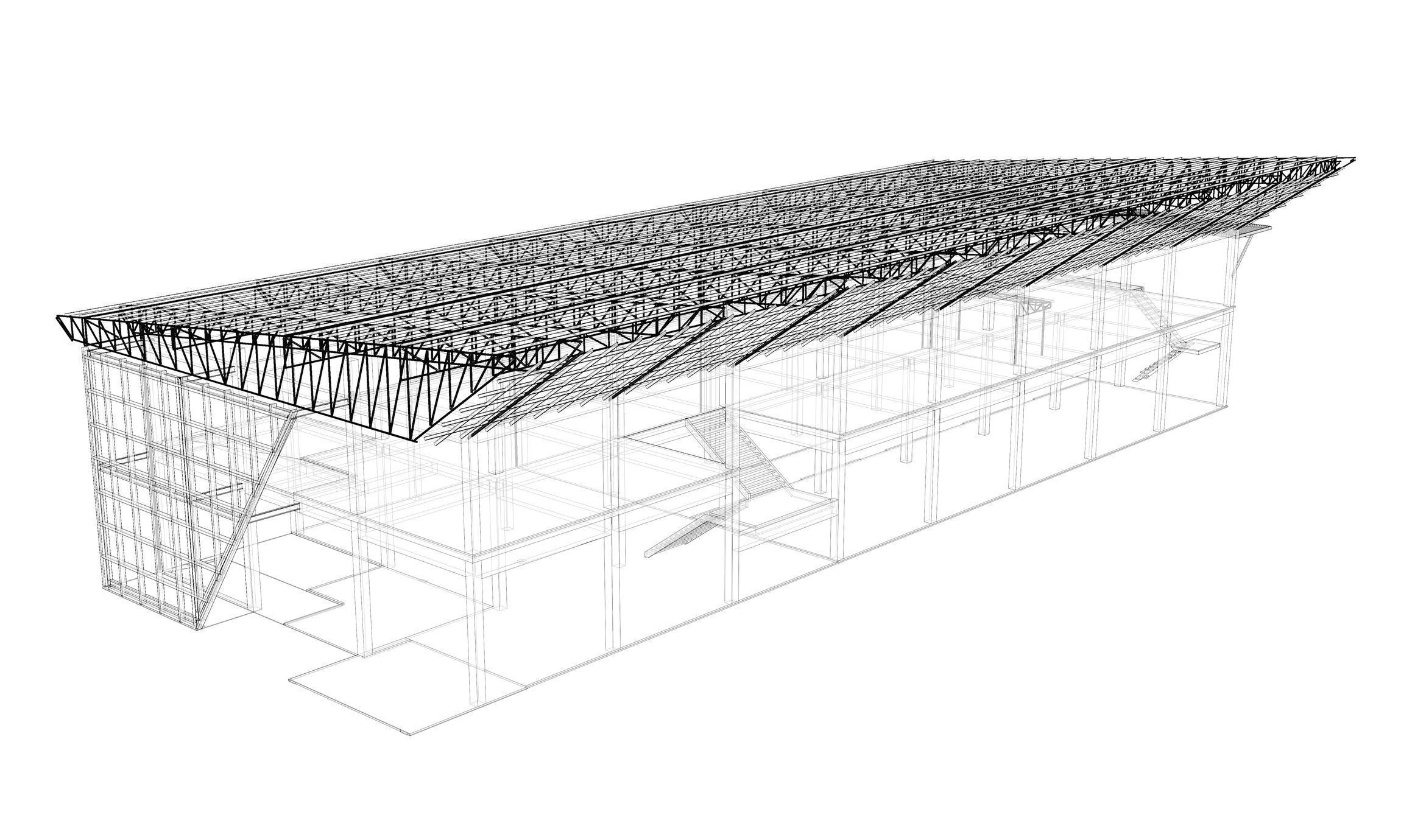 Building in structural frame 3D model_6