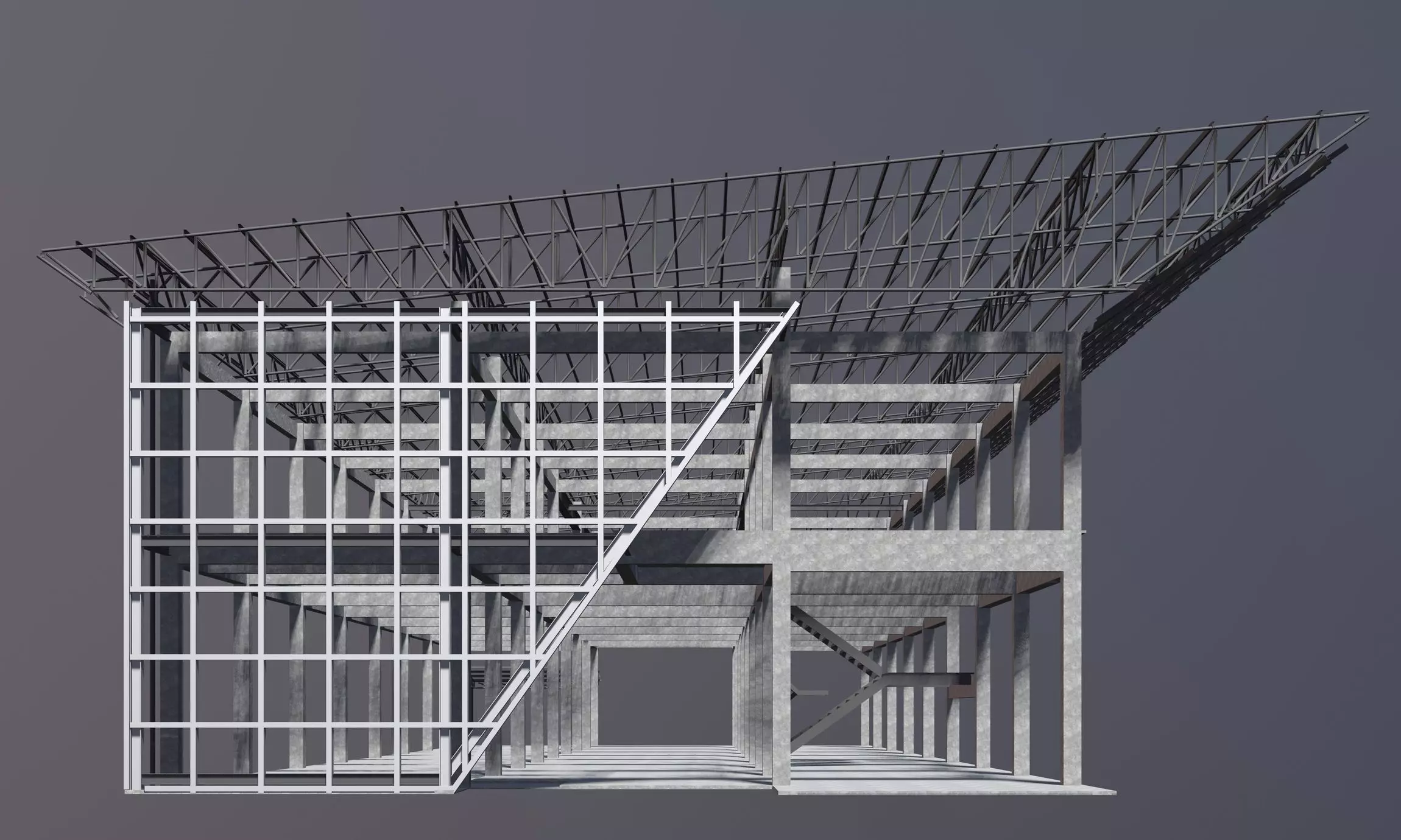 Building in structural frame 3D model_0