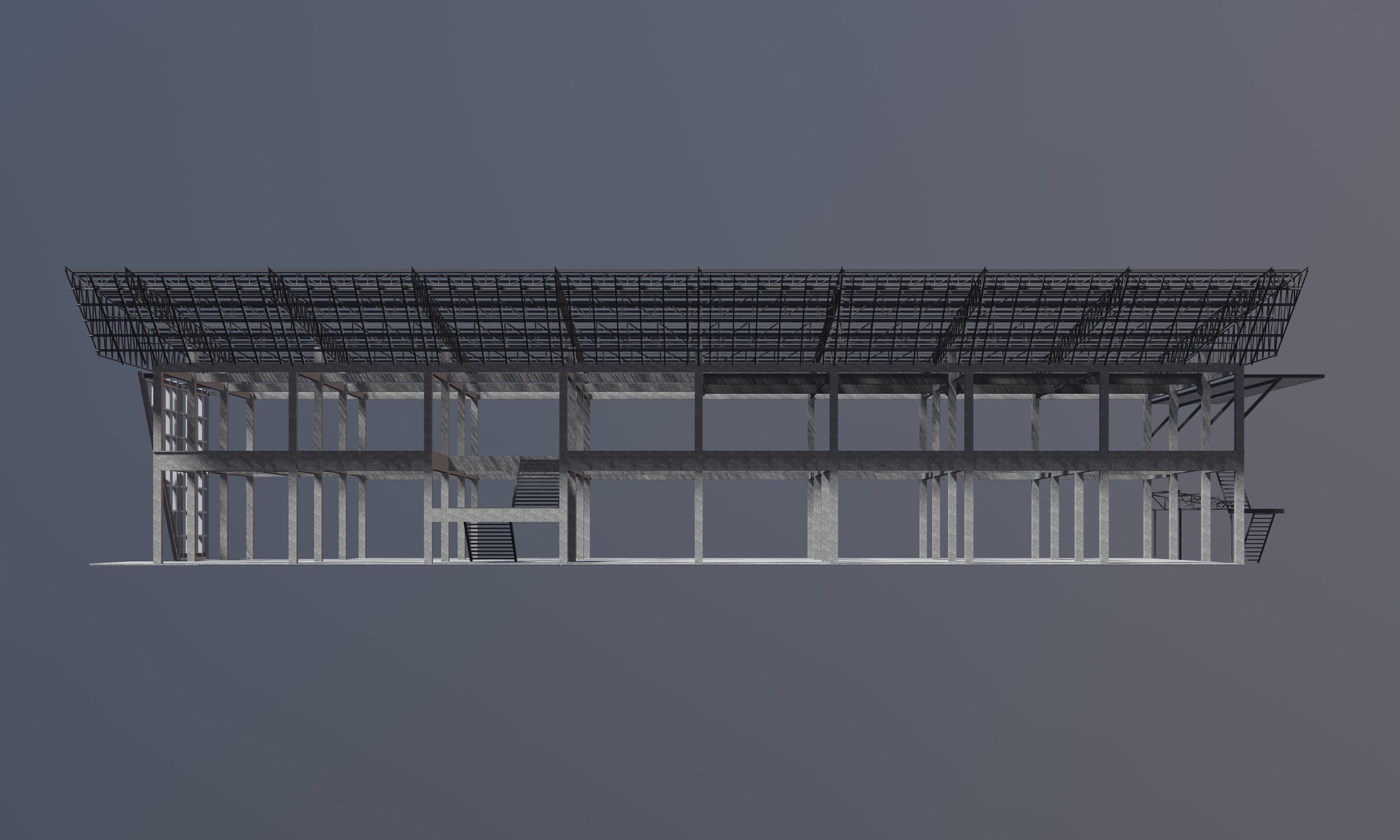Building in structural frame 3D model_2