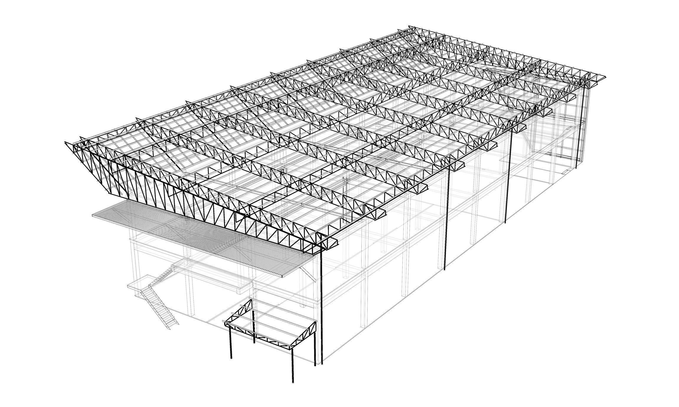 Building in structural frame 3D model_10
