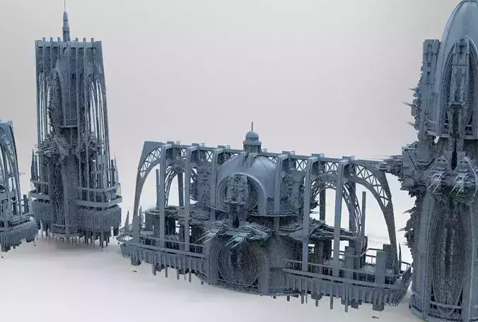 Sci Fi Fusion Emperor Tower Balcony 4 models  3D model