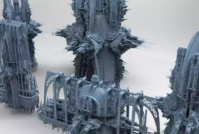 Sci Fi Fusion Emperor Tower Balcony 8 models  3D model