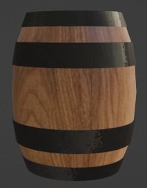 Wooden Barrel Low-poly 3D model_2