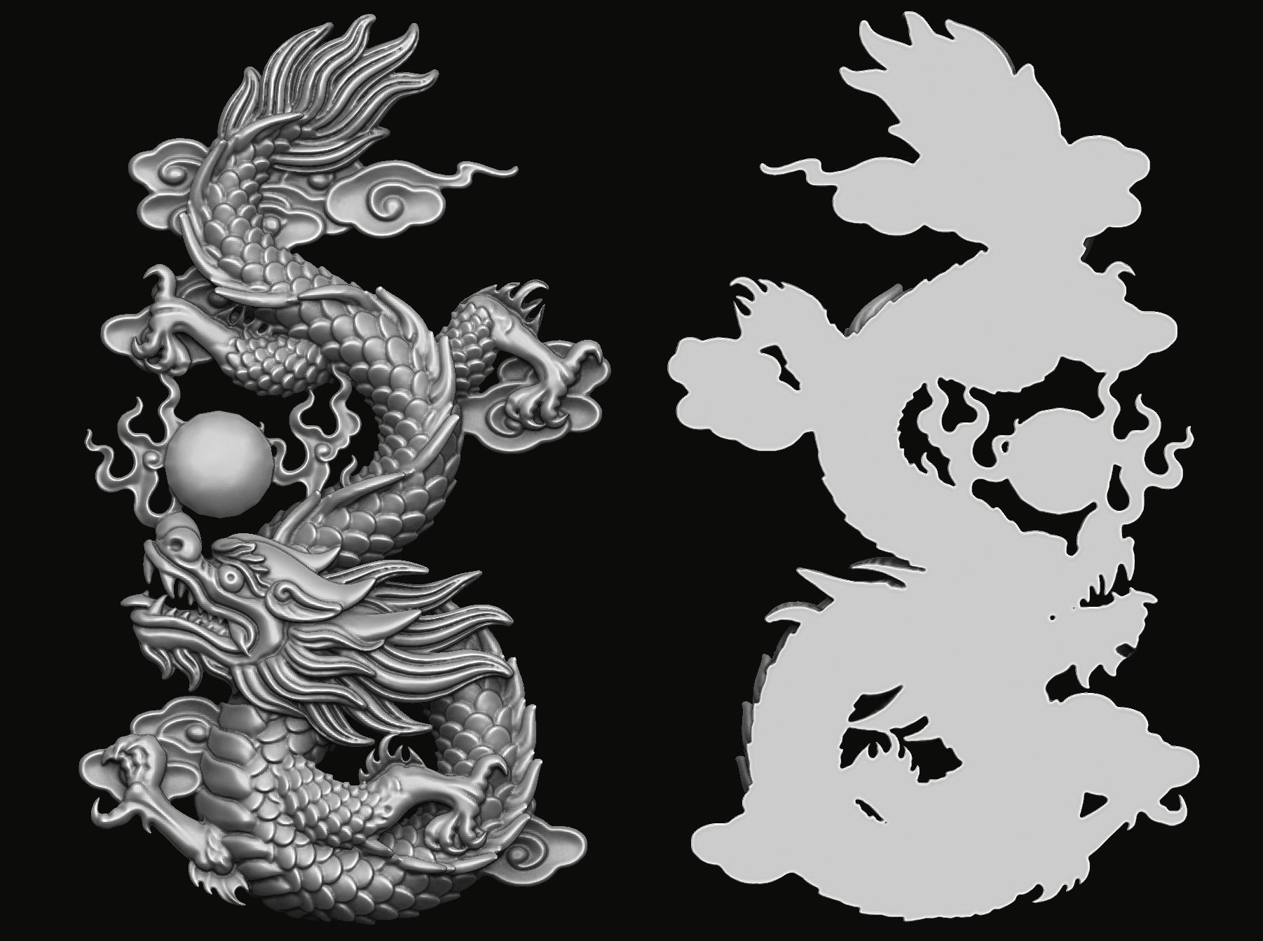 Dragon Bas-Relief 3D print model_2