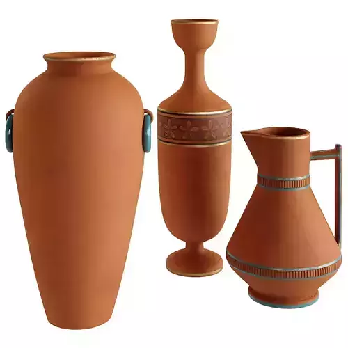 Set of 3 Etruscan Style Decorative Vases