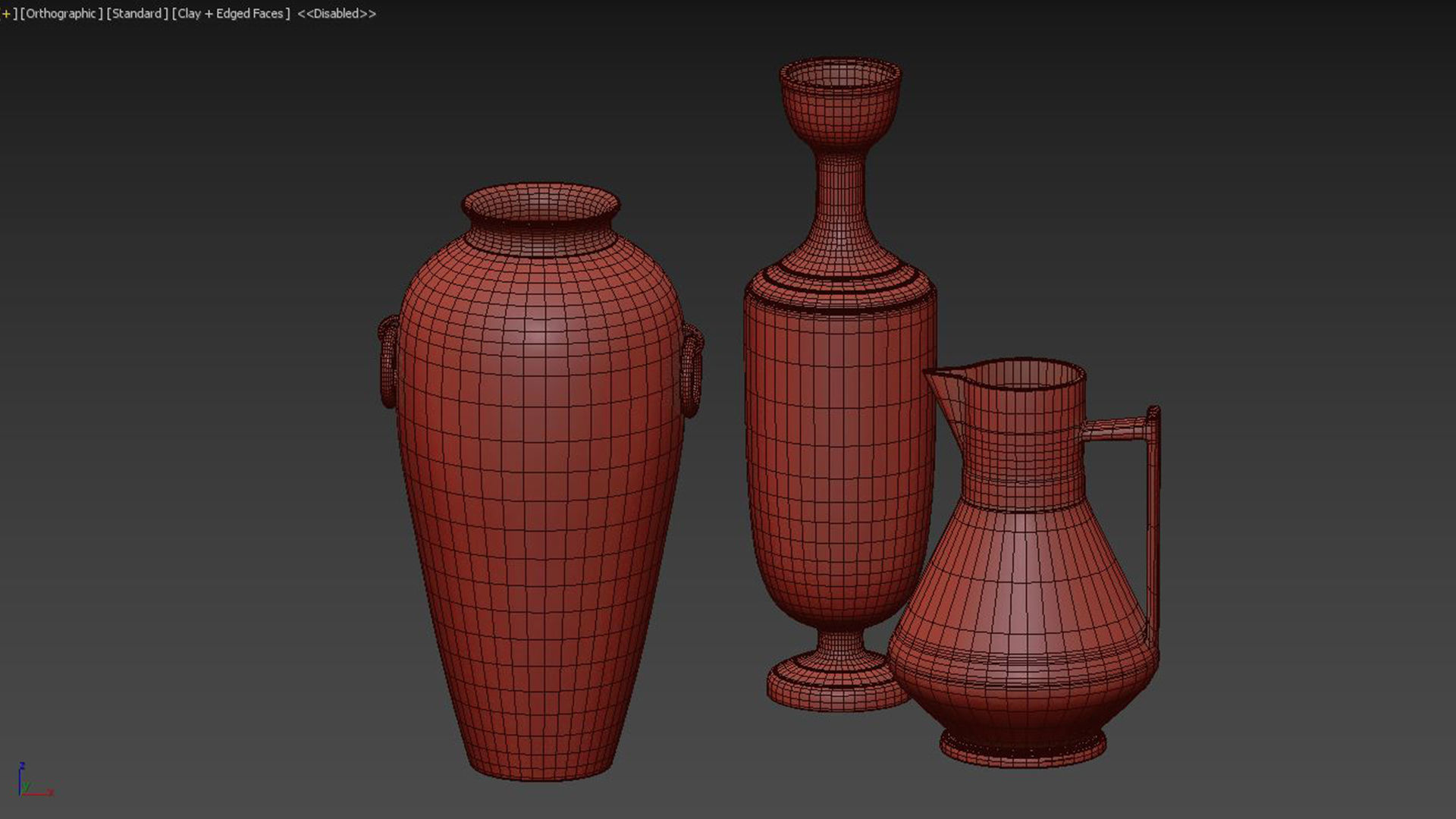 Set of 3 Etruscan Style Decorative Vases 3D model_5