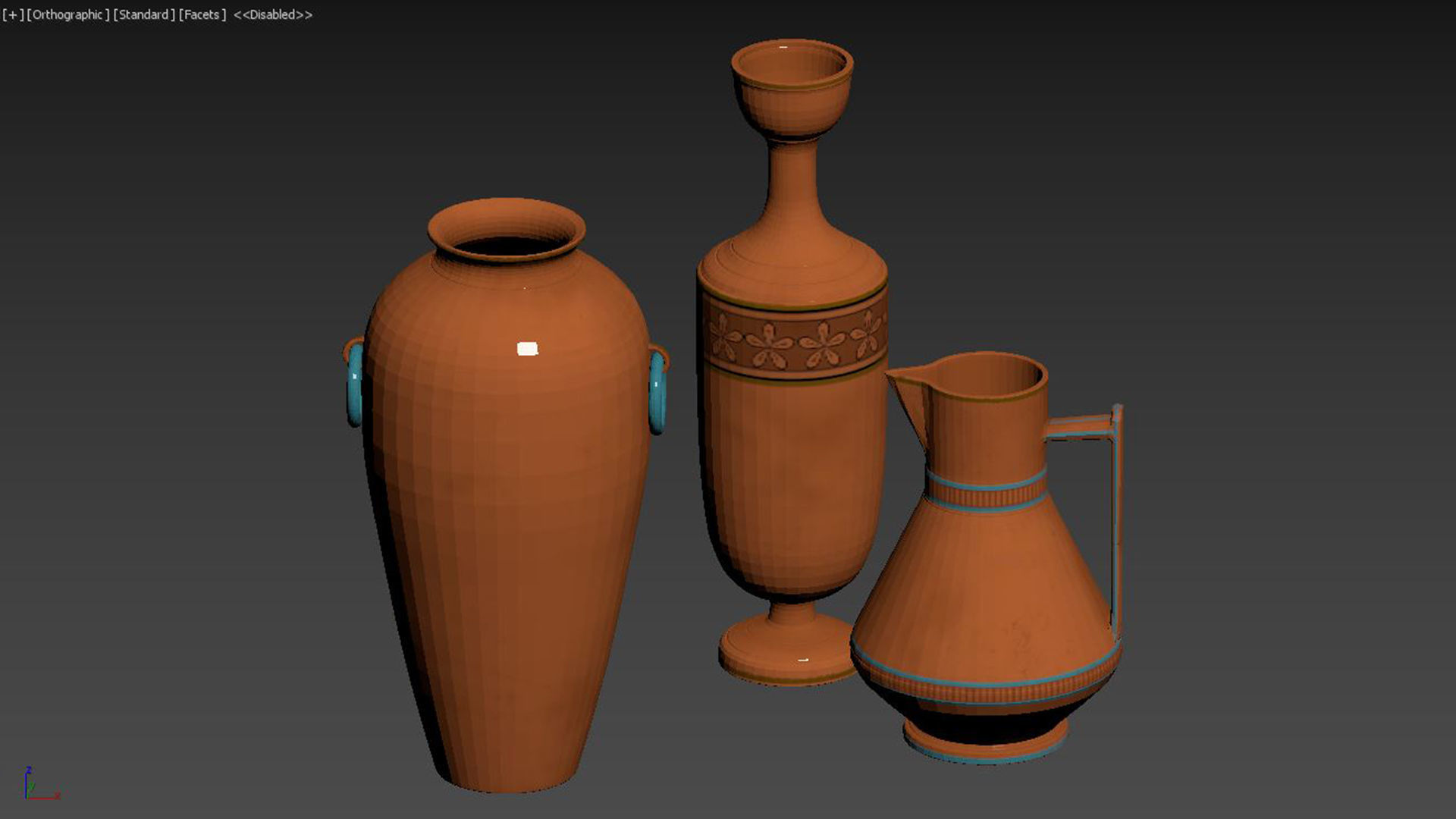 Set of 3 Etruscan Style Decorative Vases 3D model_3