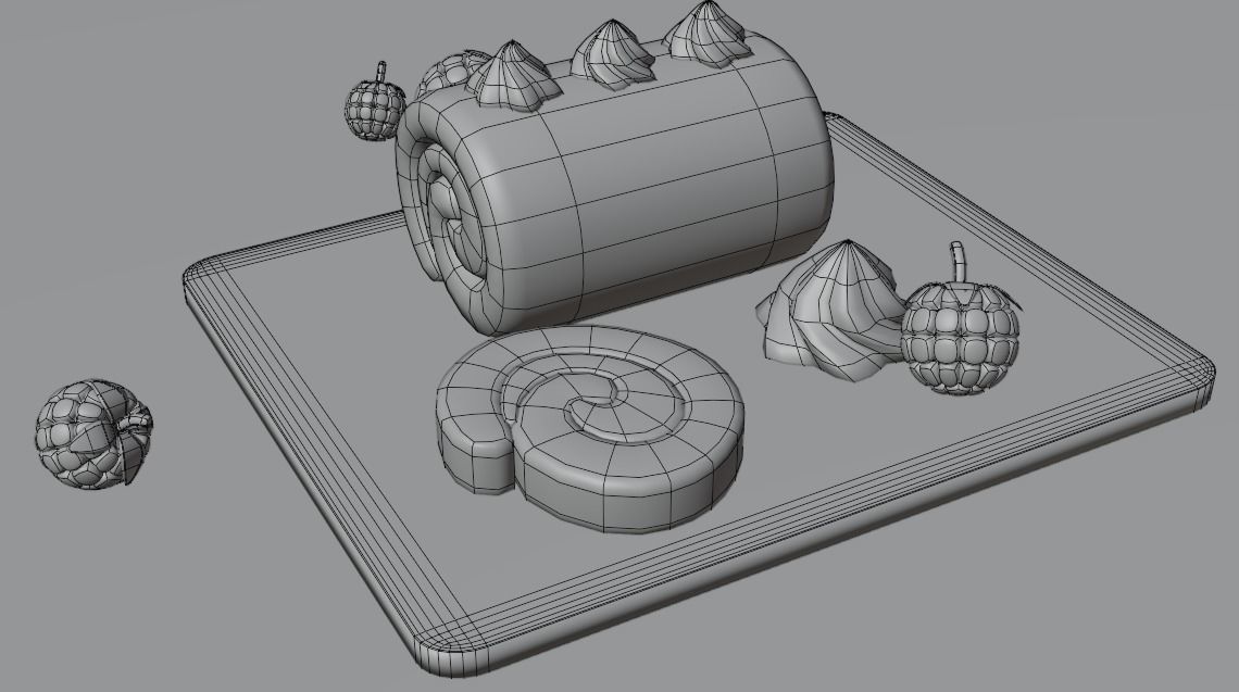 Roll Cake Low-poly 3D model_5