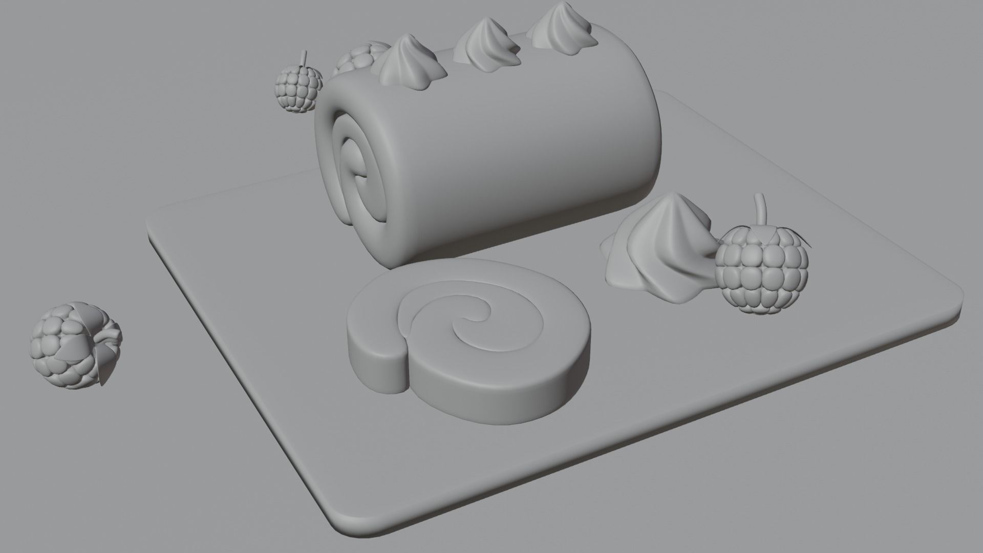 Roll Cake Low-poly 3D model_4