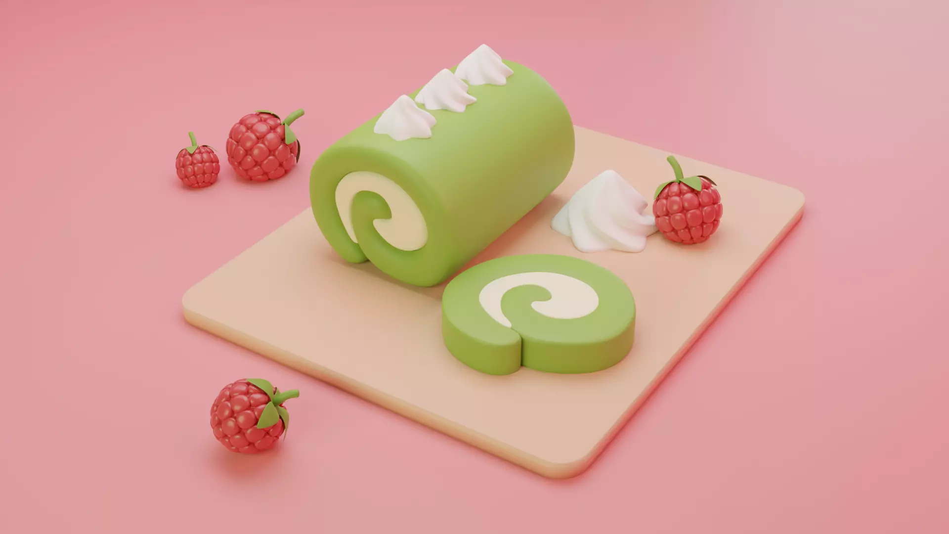 Roll Cake Low-poly 3D model_0