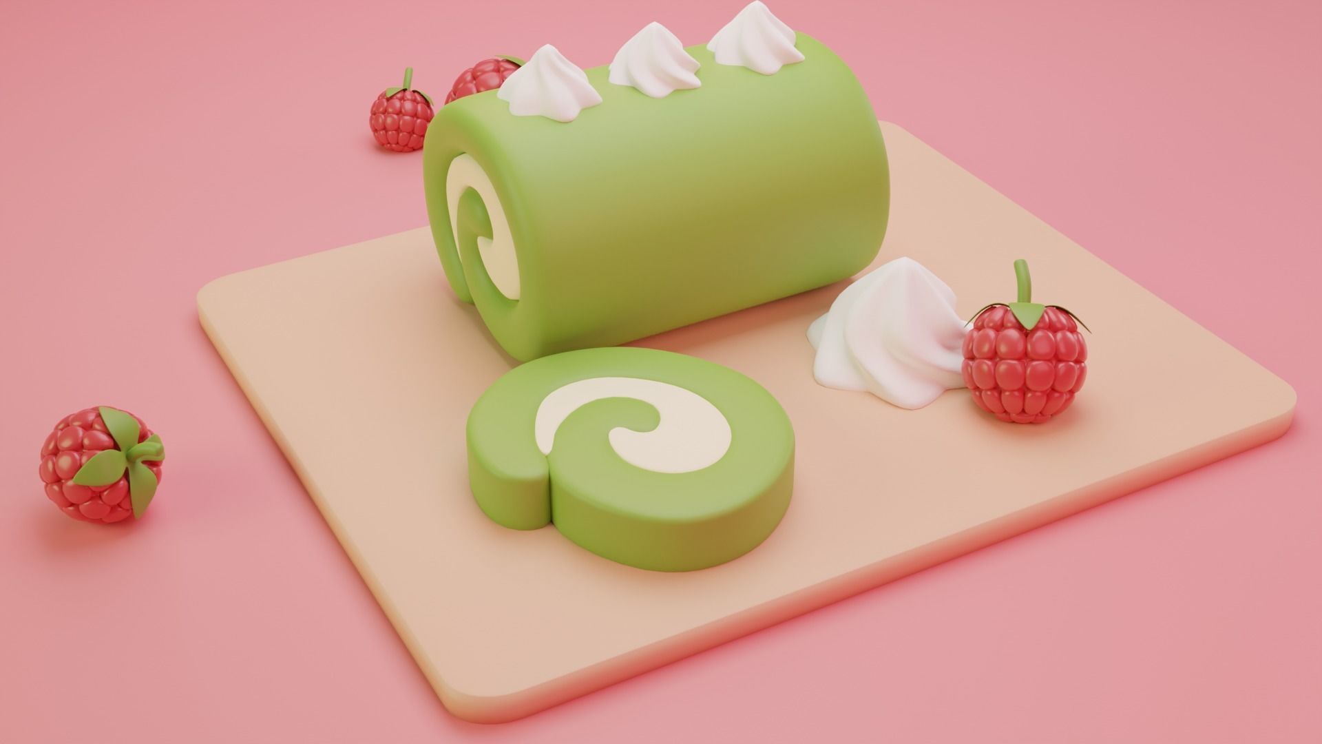 Roll Cake Low-poly 3D model_2