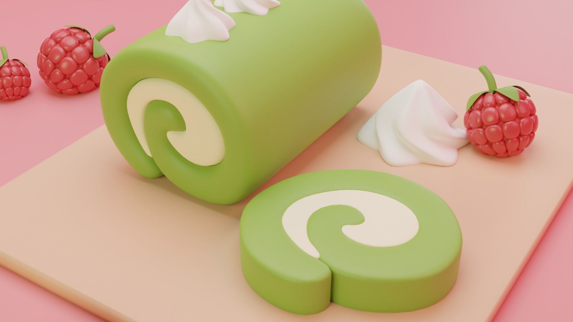 Roll Cake Low-poly 3D model_1