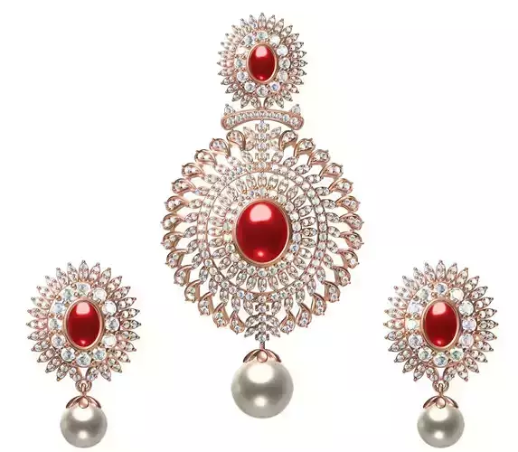 Women Earrings Pendant Set STL JCD Details