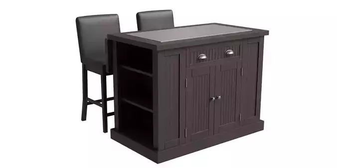 Black Kitchen Island And Chairs Set