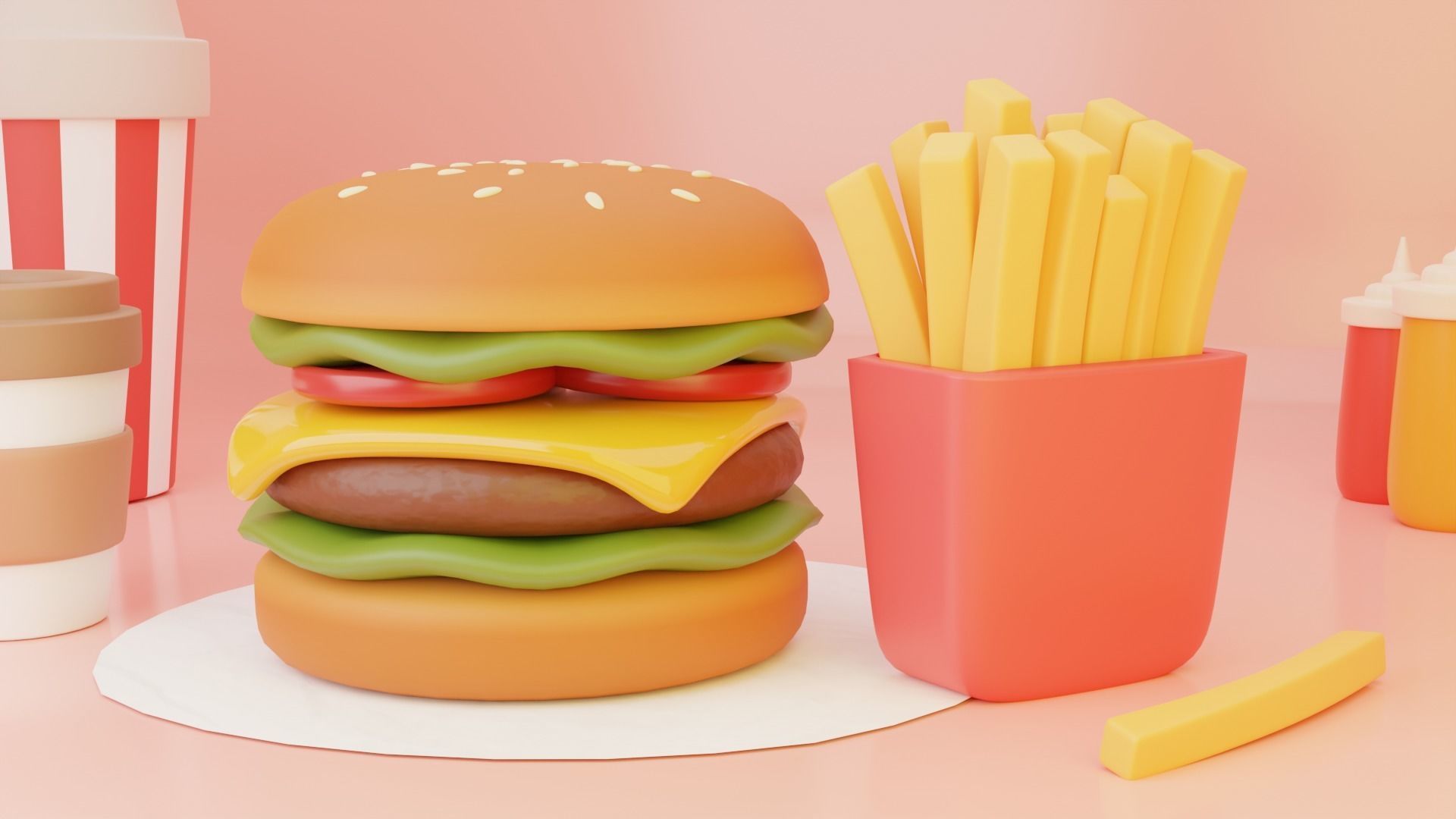 Fast food 3D model_2
