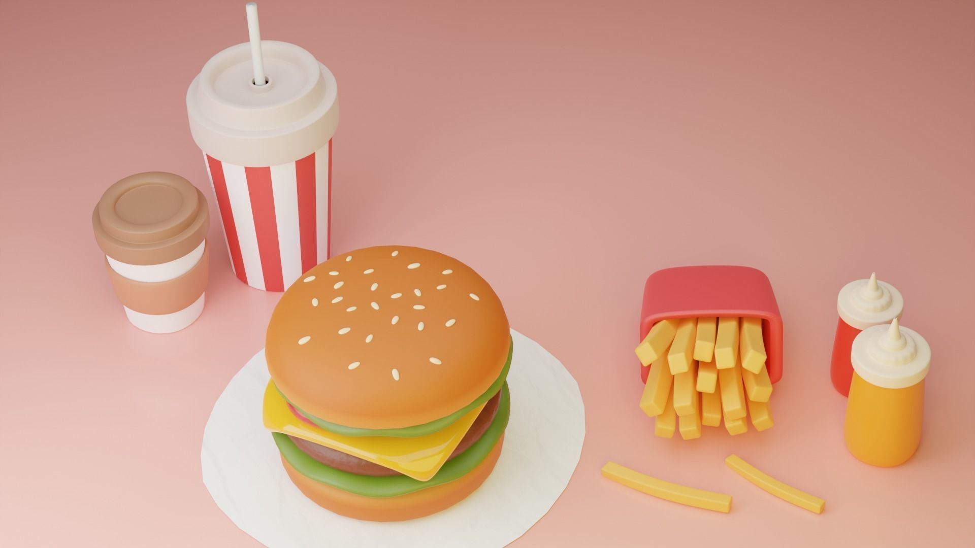 Fast food 3D model_7
