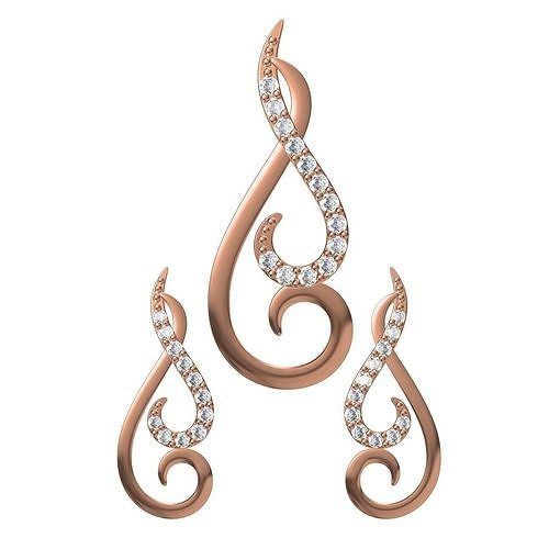 Women Earrings Pendant Set STL JCD Details 3D print model