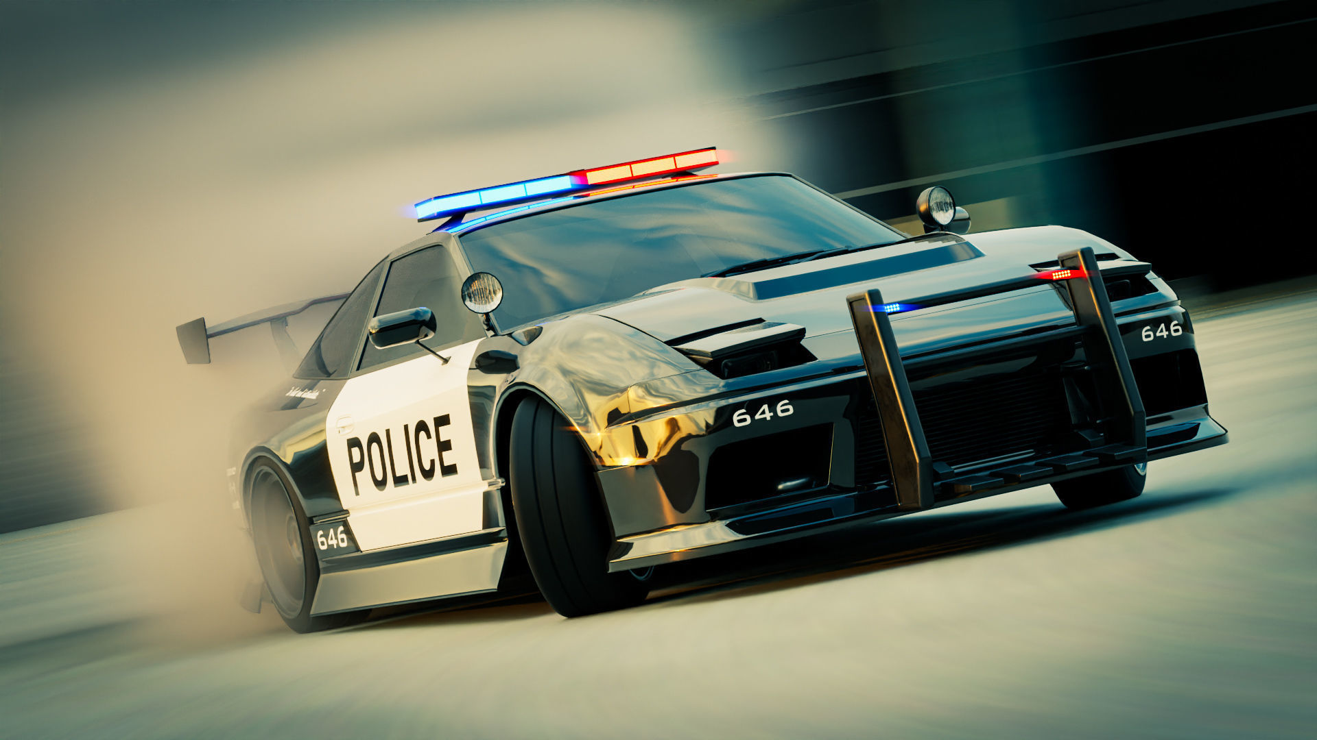 Nissan 180SX Police Car 3D model_11