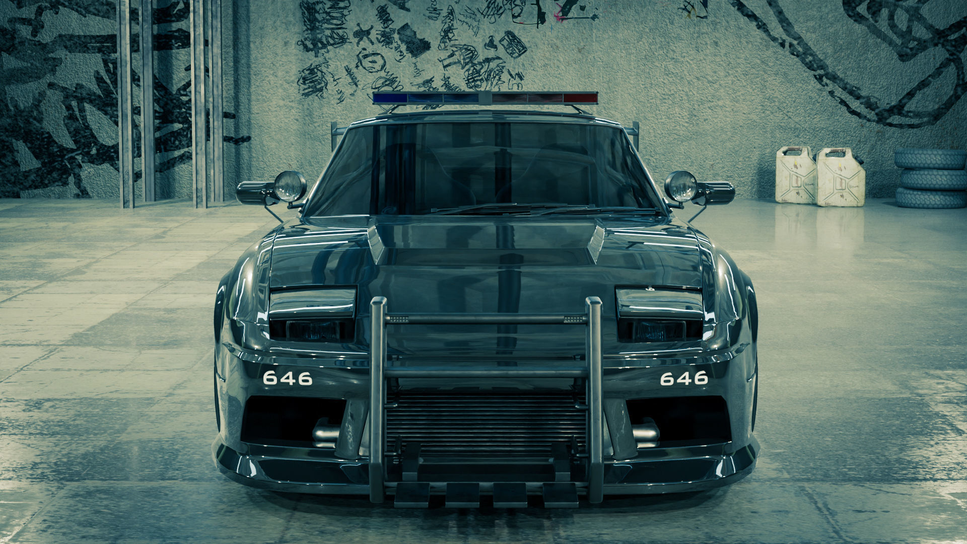 Nissan 180SX Police Car 3D model_6