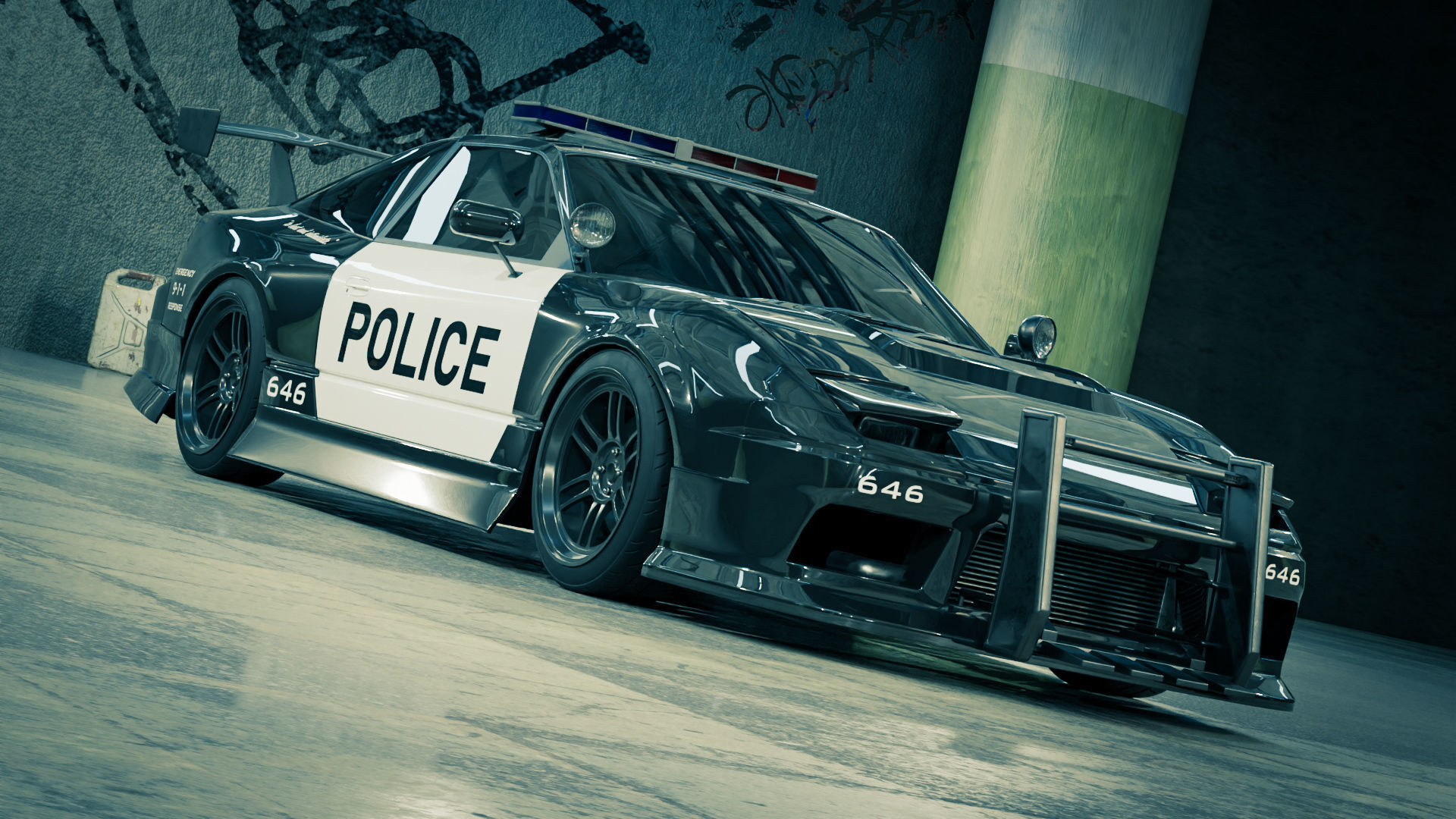 Nissan 180SX Police Car 3D model_1