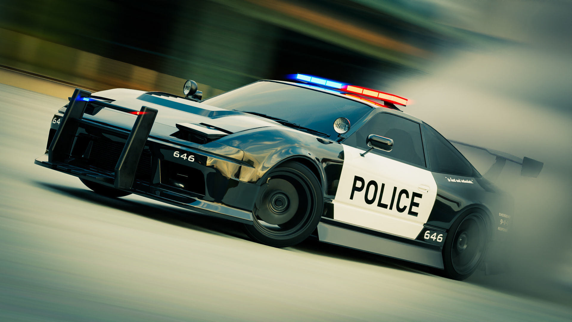 Nissan 180SX Police Car 3D model_10