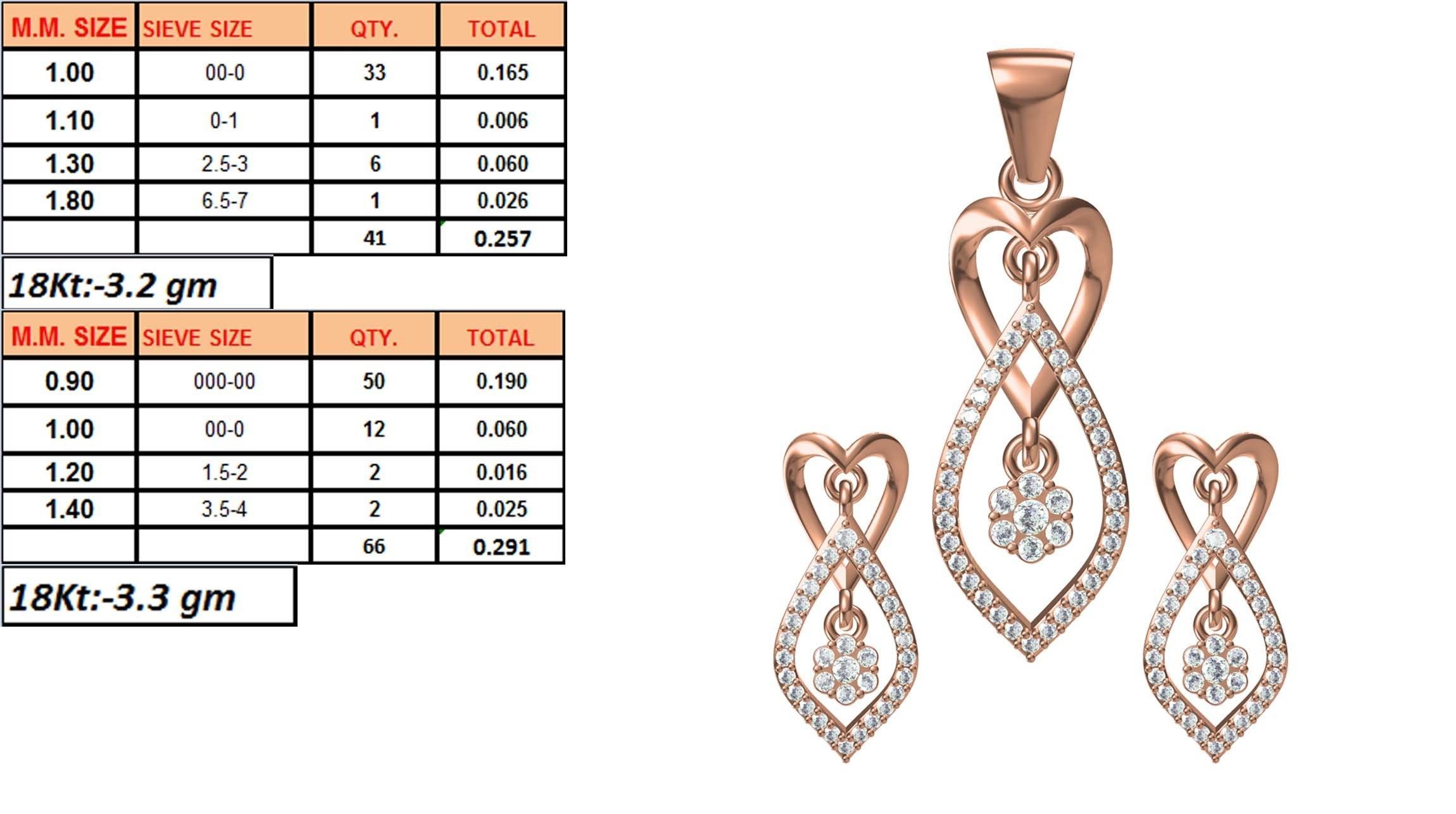 Women Earrings Pendant Set STL JCD Details 3D print model_1