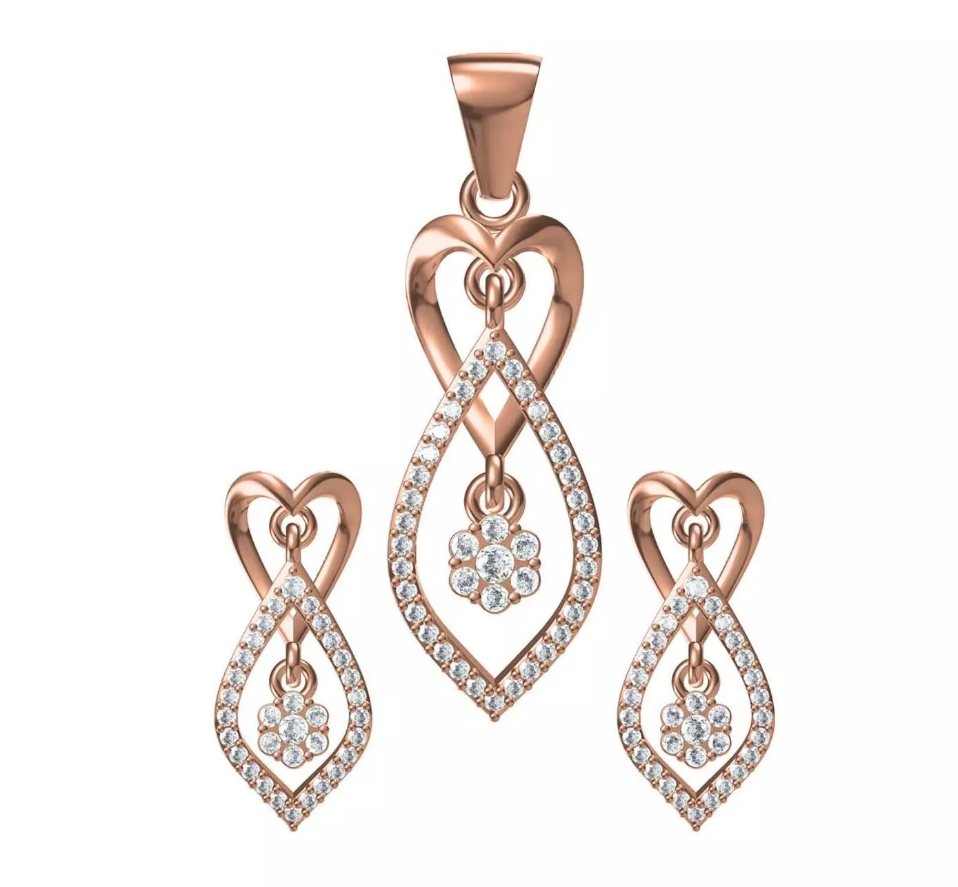 Women Earrings Pendant Set STL JCD Details 3D print model_0