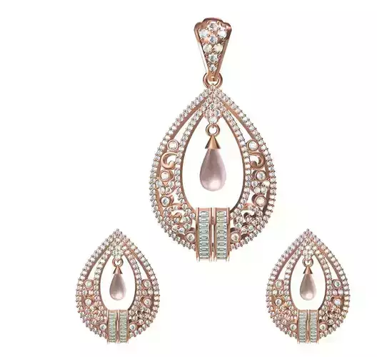 Women Earrings Pendant Set STL JCD Details 3D print model Women Earrings Pendant Set STL JCD Details 3D print model