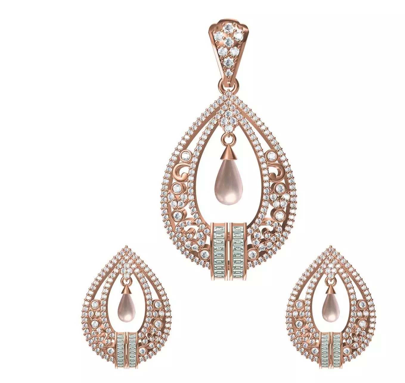 Women Earrings Pendant Set STL JCD Details 3D print model_0