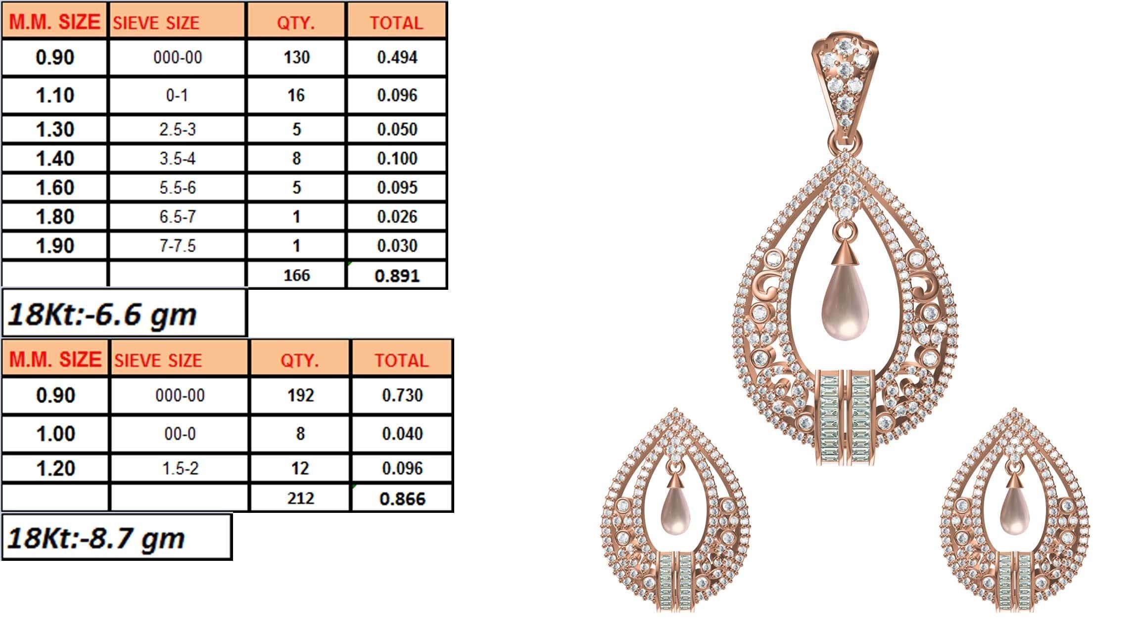Women Earrings Pendant Set STL JCD Details 3D print model_1