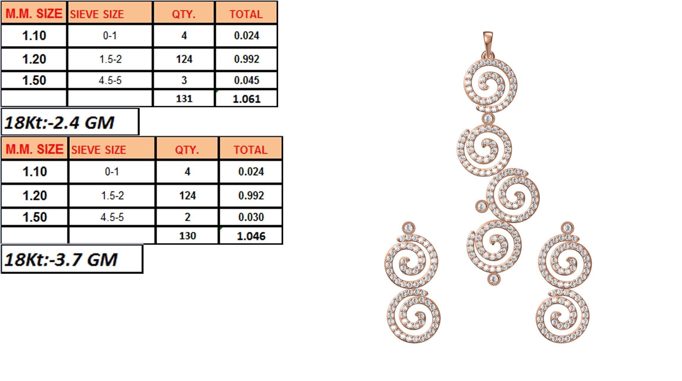 Women Earrings Pendant Set STL JCD Details 3D print model_1