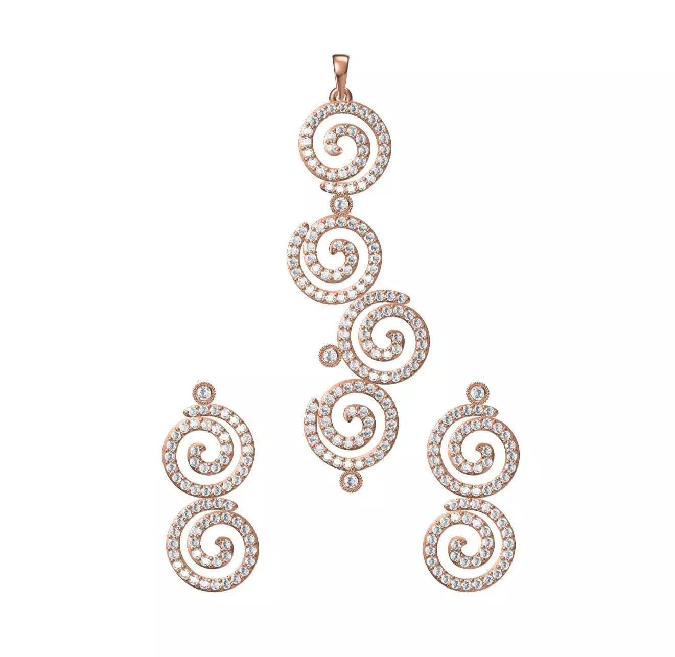 Women Earrings Pendant Set STL JCD Details 3D print model_0