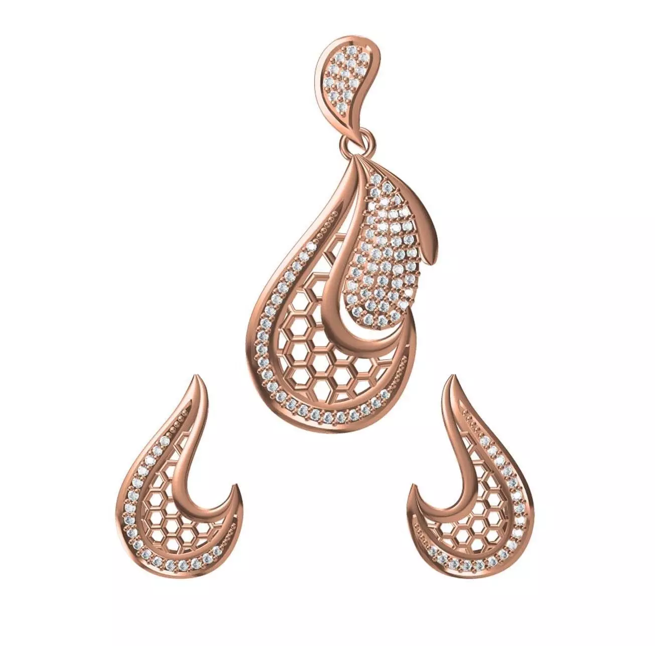 Women Earrings Pendant Set STL JCD Details 3D print model_0