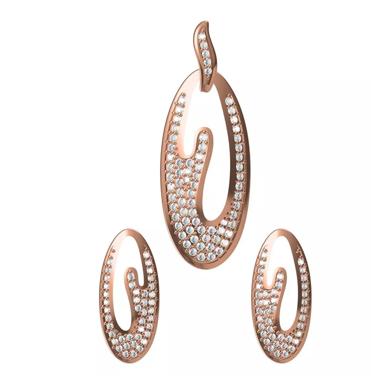 Women Earrings Pendant Set STL JCD Details 3D print model_0