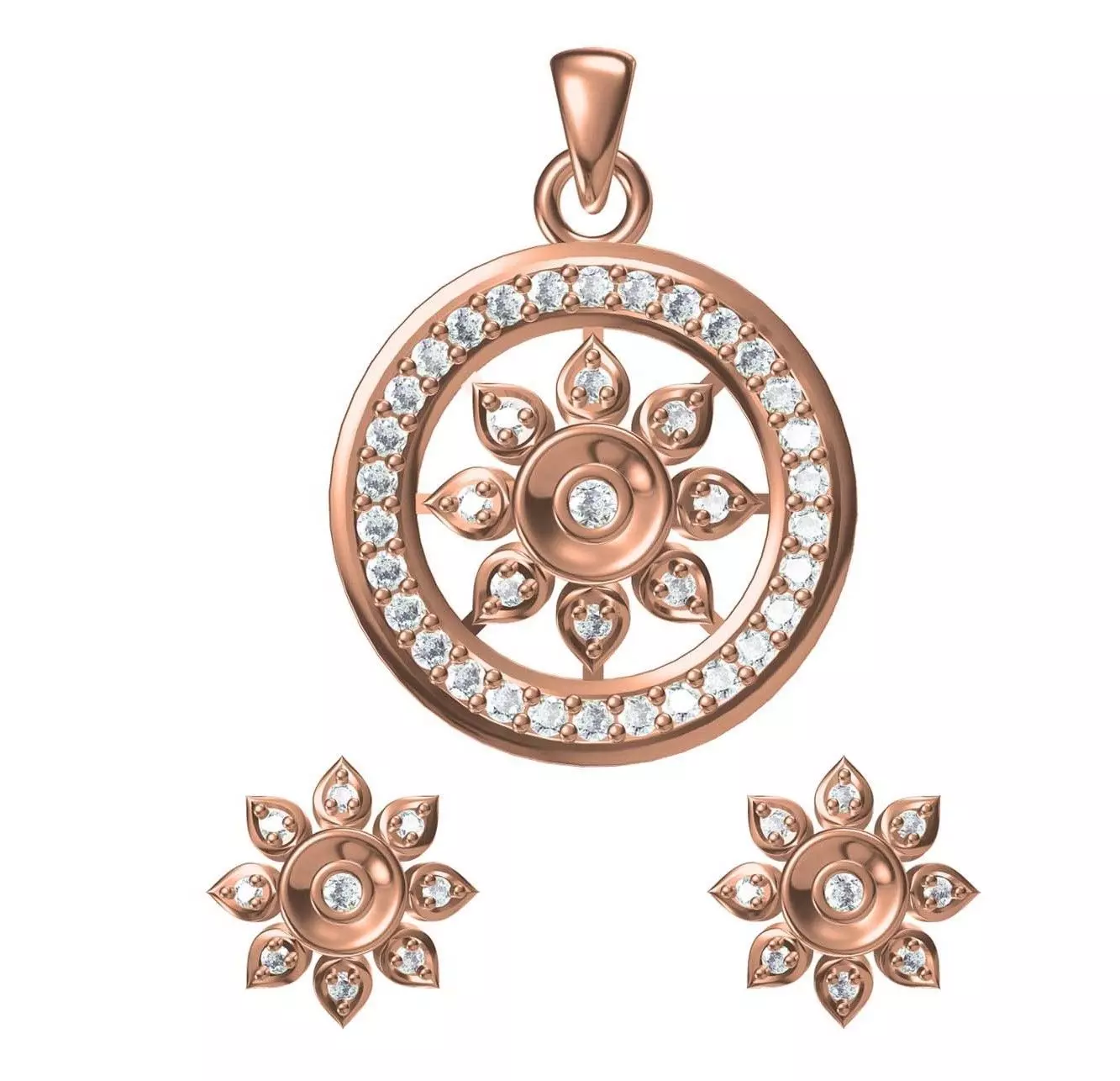 Women Earrings Pendant Set STL JCD Details 3D print model_0