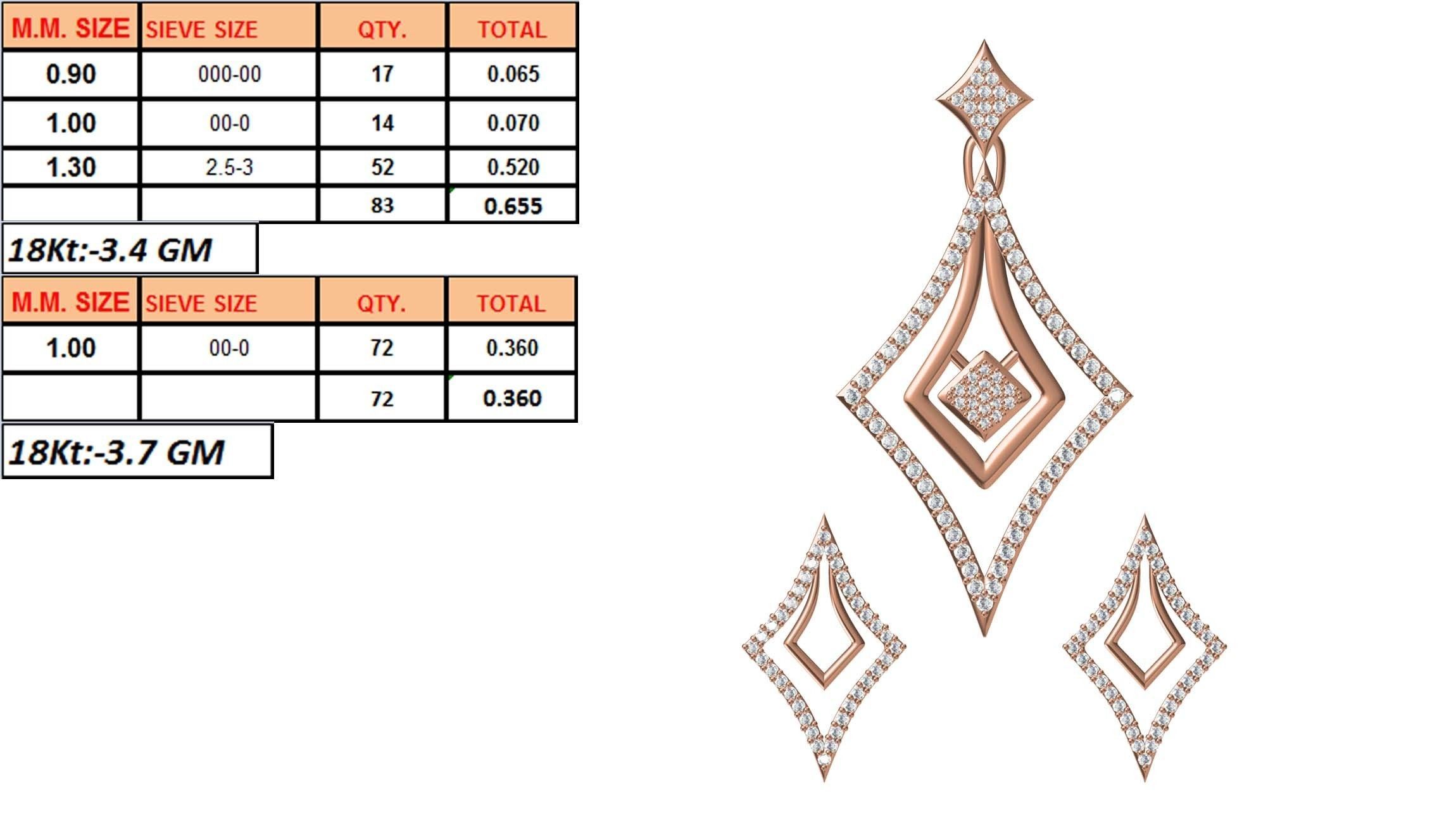 Women Earrings Pendant Set STL JCD Details 3D print model_1