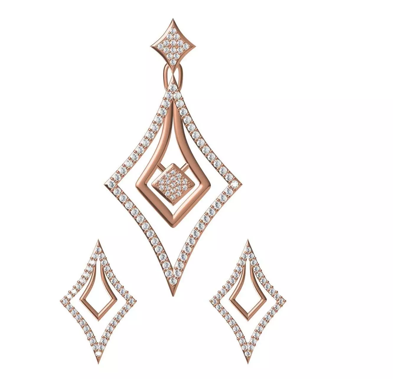 Women Earrings Pendant Set STL JCD Details 3D print model_0