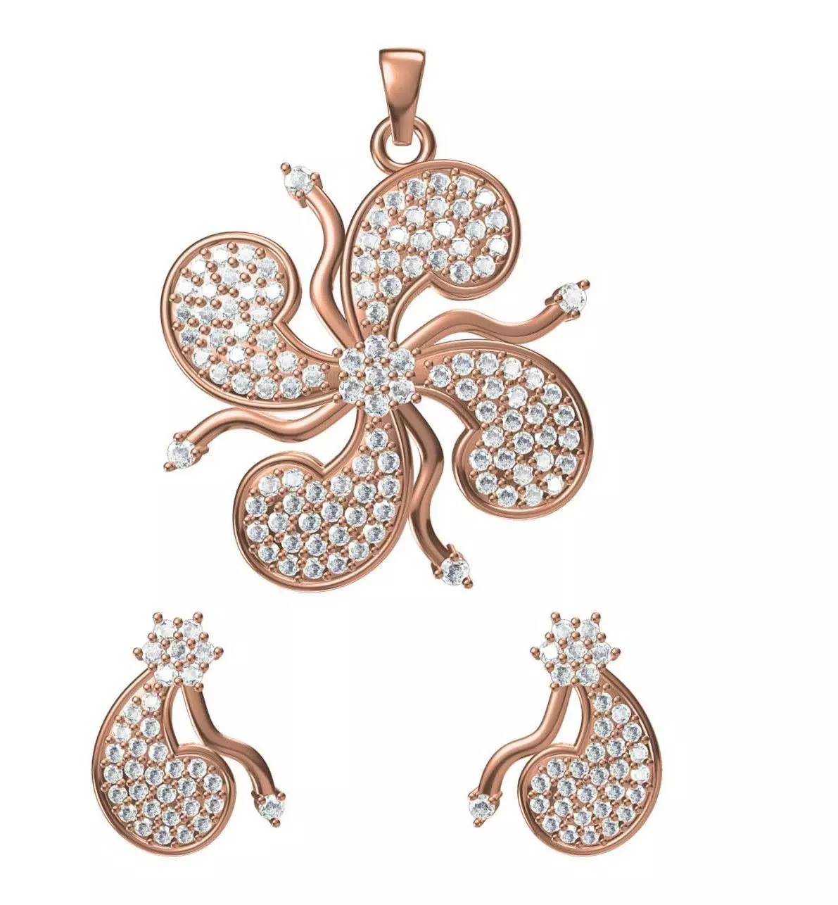 Women Earrings Pendant Set STL JCD Details 3D print model_0