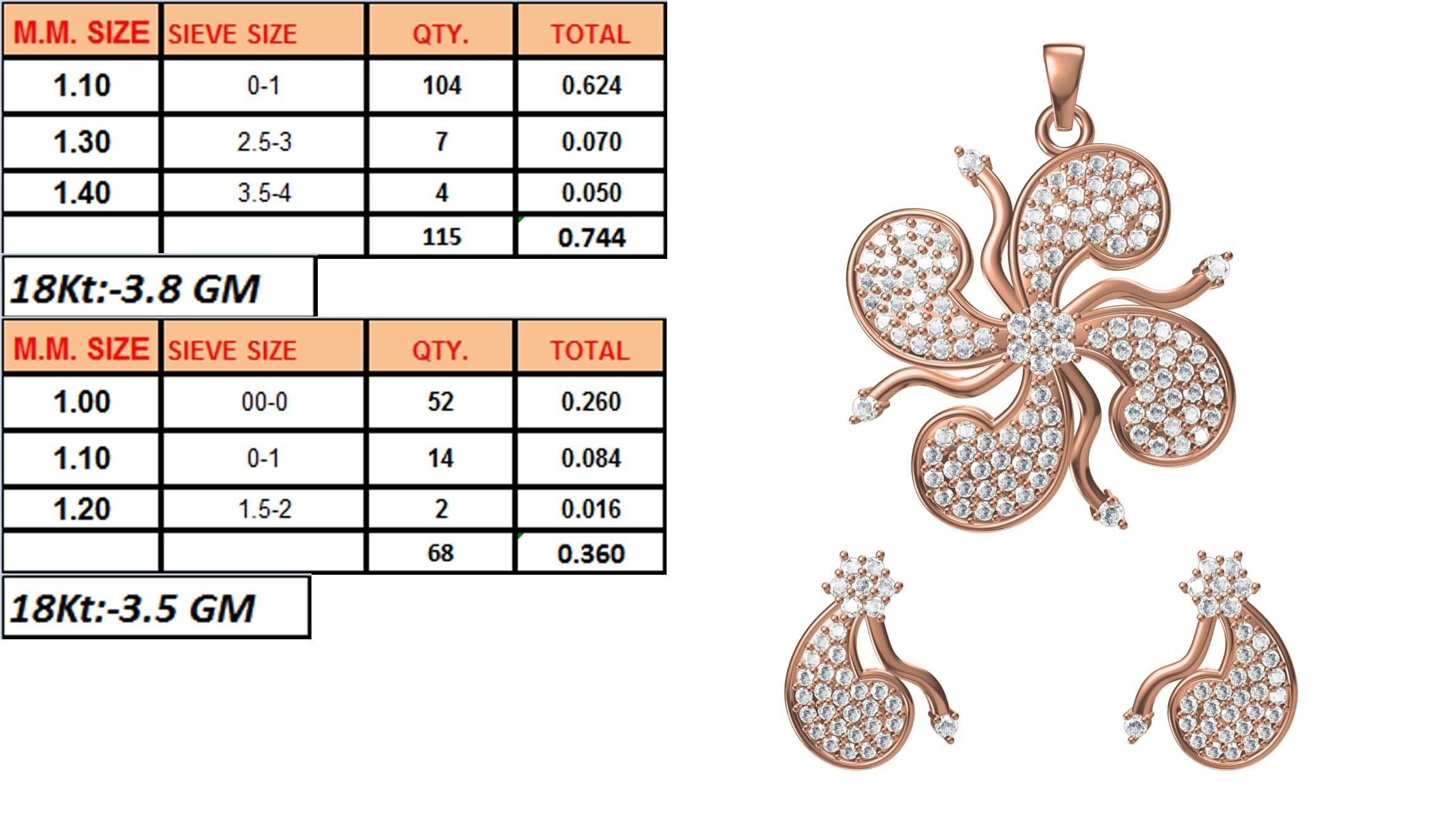 Women Earrings Pendant Set STL JCD Details 3D print model_1