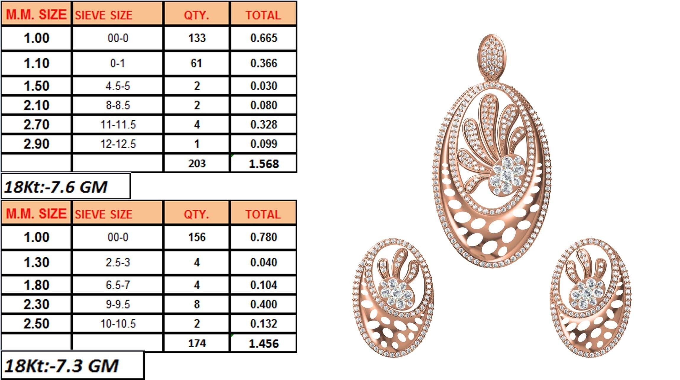 Women Earrings Pendant Set STL JCD Details 3D print model_1
